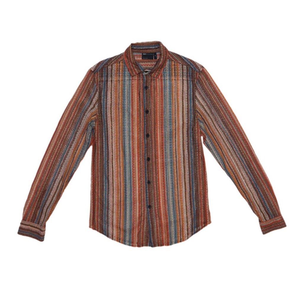 ASOS Design Men Multicolor Regular fit  Striped Lace collared Retro Shirt Sz XS